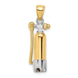 10k Yellow Gold 3D Single Scuba Tank Hose Necklace Charm Pendant Unisex